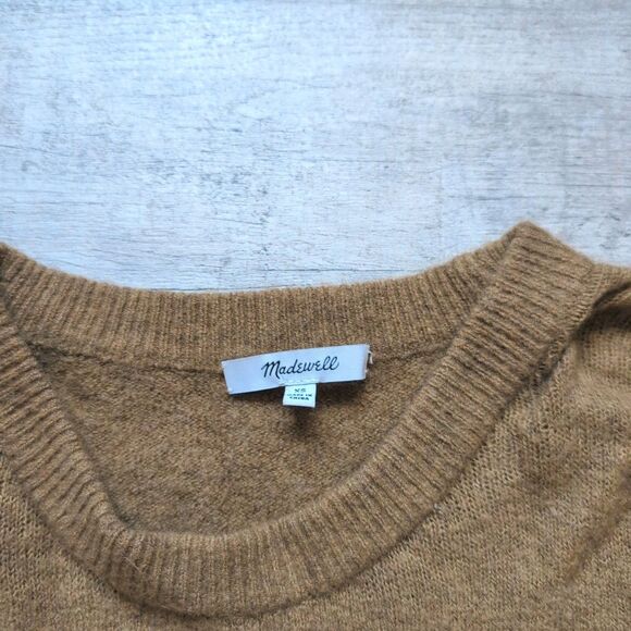 Madewell Crewneck Pullover Sweater Wool Blend Rustic Gold XS Buttons - Picture 5 of 7